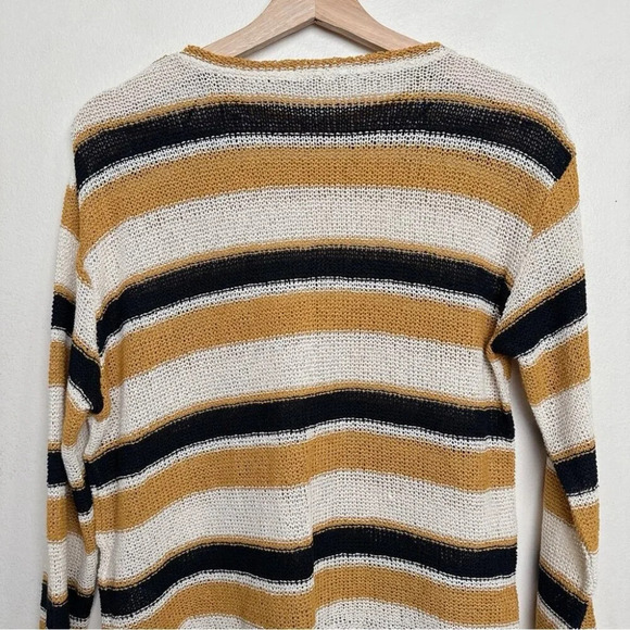 Zara Womens  Small Striped Rustic Mustard Cotton Knit Sweater - Picture 11 of 13